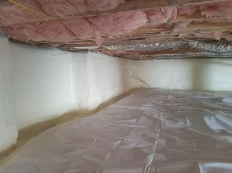 Crawl space encapsulation with closed-cell spray foam for Flat Roof Repair in Chester